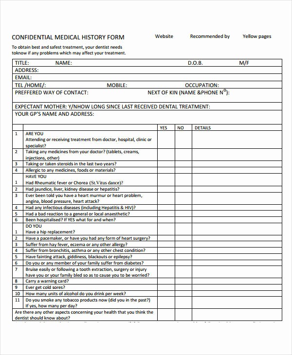 Free Medical History form Template Inspirational Medical History form 9 Free Pdf Documents Download