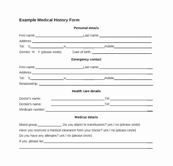 Free Medical History form Template Lovely Health History Template