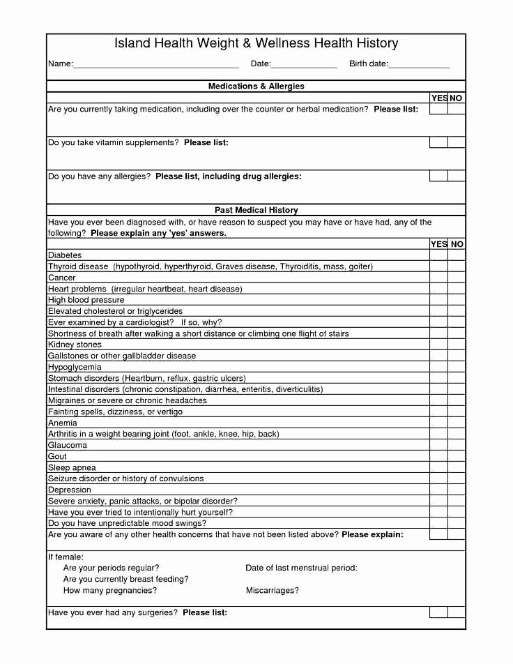 Free Medical History form Template Lovely Medical History form Printable – Medical form Templates