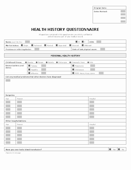 Free Medical History form Template Luxury Health History Questionnaire Online