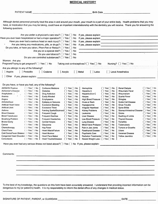 Free Medical History form Template New Medical History form Template – Medical form Templates