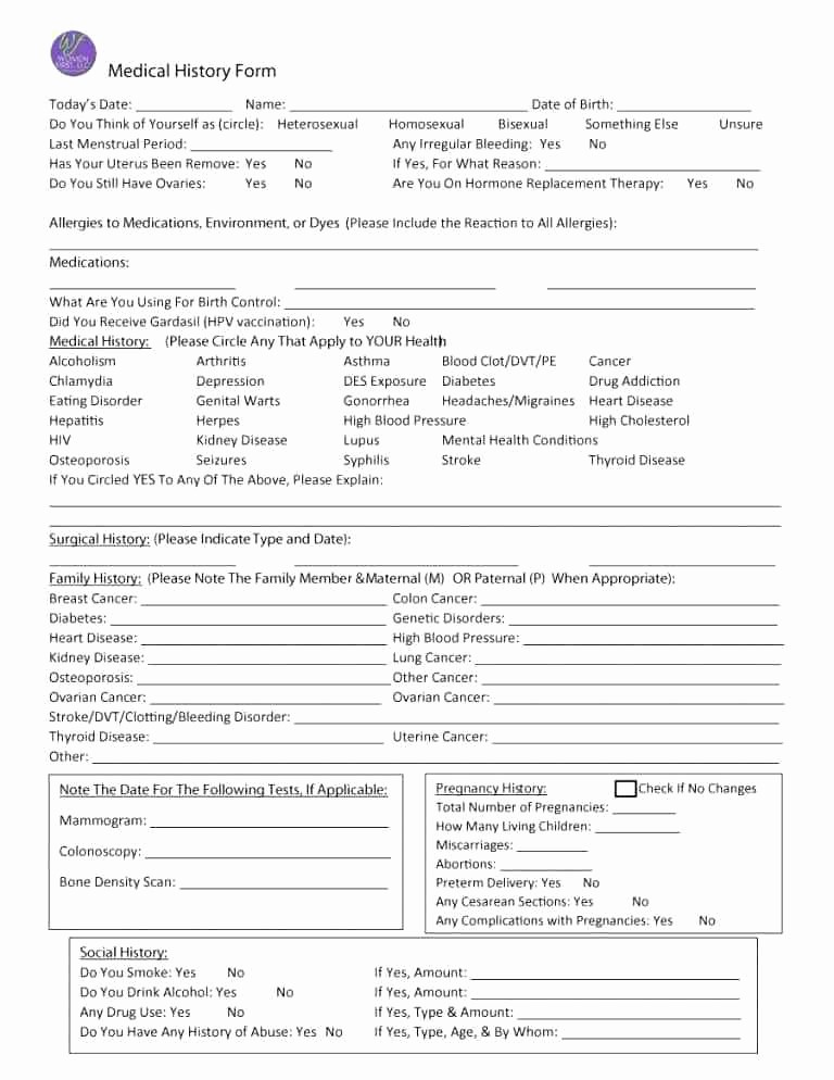 Free Medical History form Template New Nice Medical History form Template Free Personal