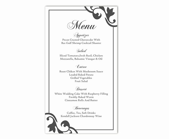 Free Menu Template Download Word Awesome Wedding Menu Template Diy Menu Card Template Editable Text