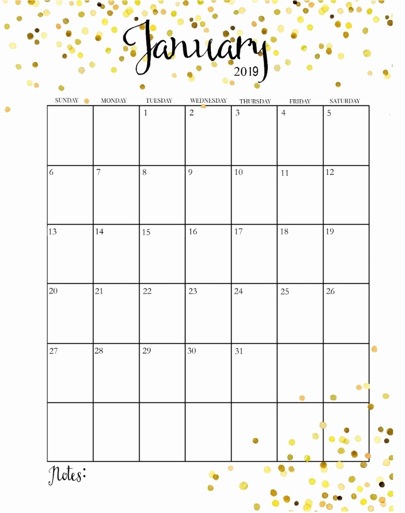 Free Monthly Calendar Template 2019 Luxury Pretty January 2018 Calendar