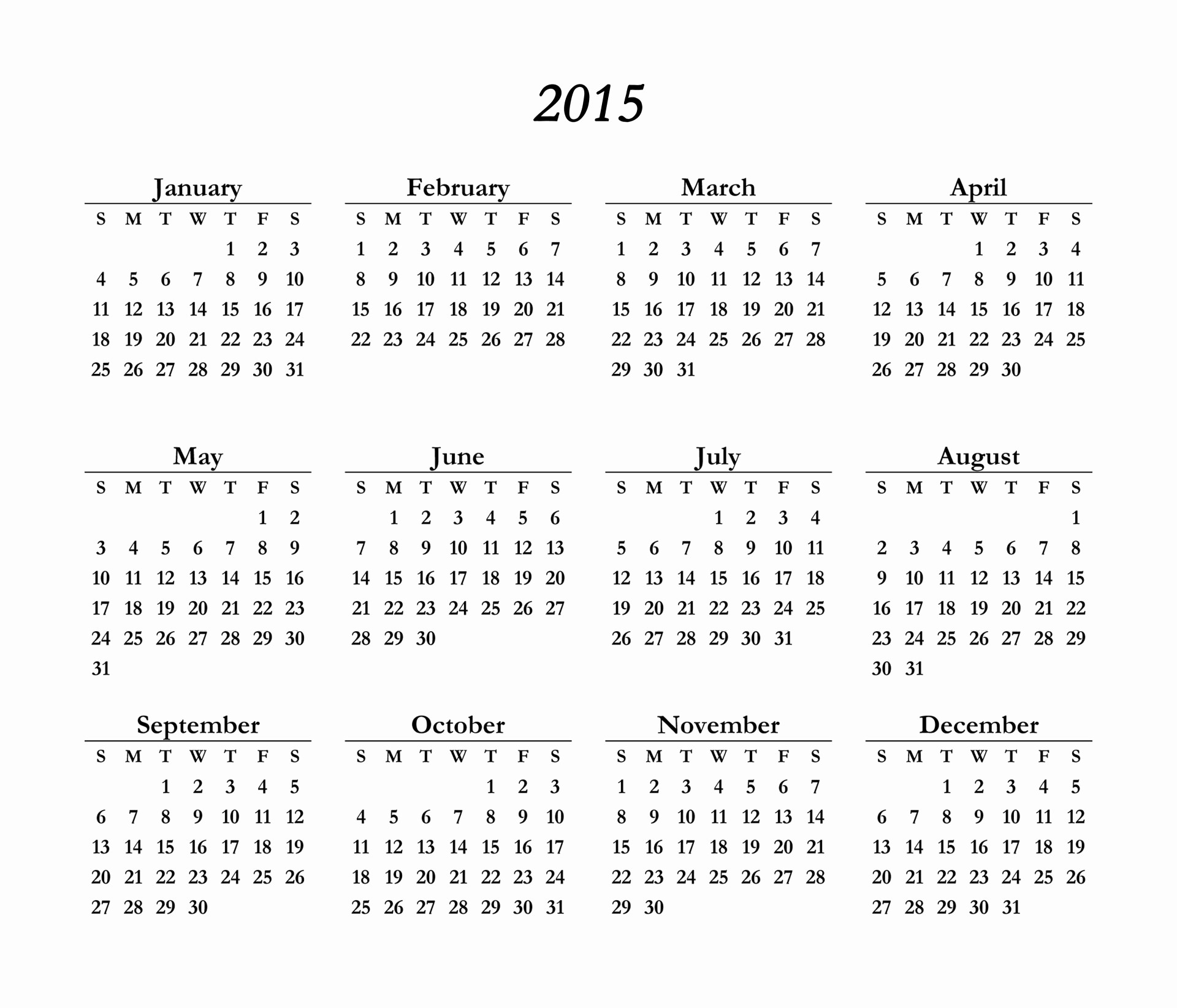 Free Monthly Calendar Templates 2015 New Safasdasdas 2015 Calendar