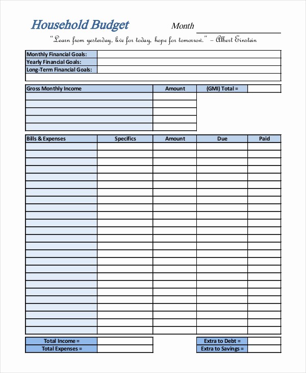 Free Monthly Household Budget Template Luxury Household Bud Template In Free Household Bud