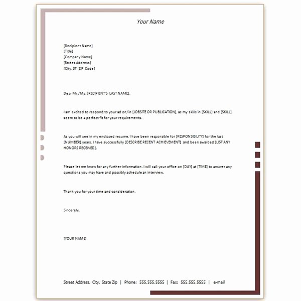 Free Ms Word Letter Templates Lovely Free Microsoft Word Cover Letter Templates Letterhead and