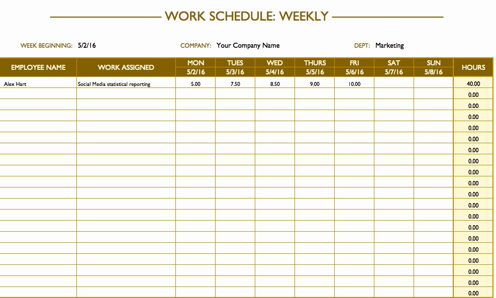Free Online Weekly Schedule Maker Luxury Free Work Schedule Templates for Word and Excel