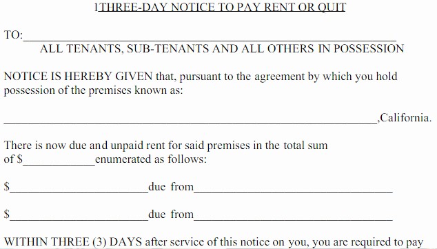 Free Pay or Quit Notice Inspirational 3 Day Notice In California Great Renters Day Notice