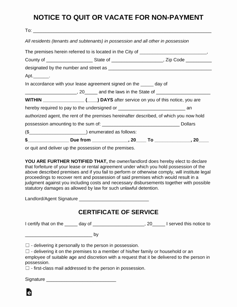 Free Pay or Quit Notice Inspirational Free Notice to Pay or Quit form Late Rent Pdf