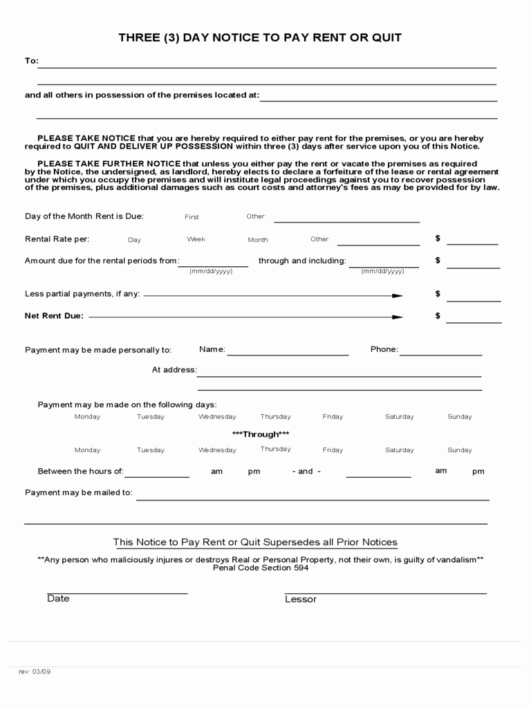 Free Pay or Quit Notice Lovely California Rent and Lease Template Free Templates In Pdf