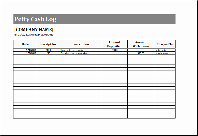 Free Petty Cash Log Sheet Inspirational Petty Cash Log Template for Excel
