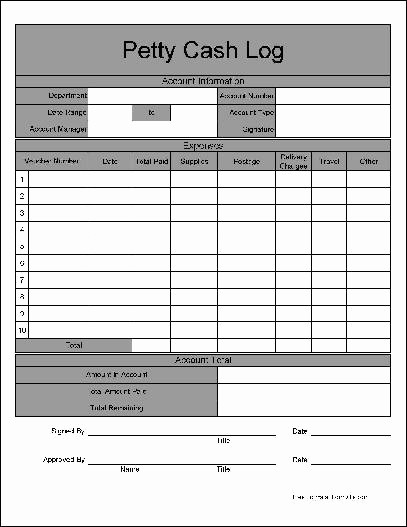 Free Petty Cash Log Sheet New Free Wide Numbered Row Petty Cash Log From formville