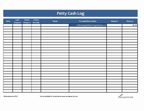 Free Petty Cash Log Sheet New Petty Cash Log