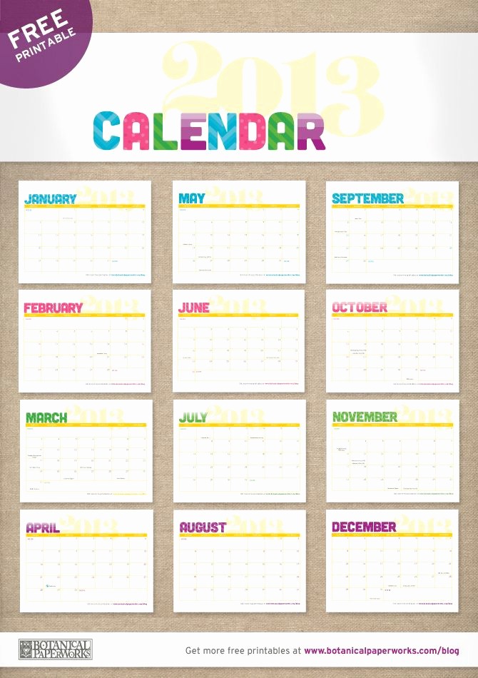 Free Printable 12 Month Calendar Lovely Free 12 Month Calendar