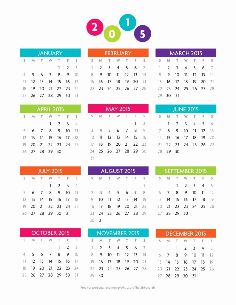 Free Printable 12 Month Calendar Luxury Printable 2015 12 Month Fice Calendar the