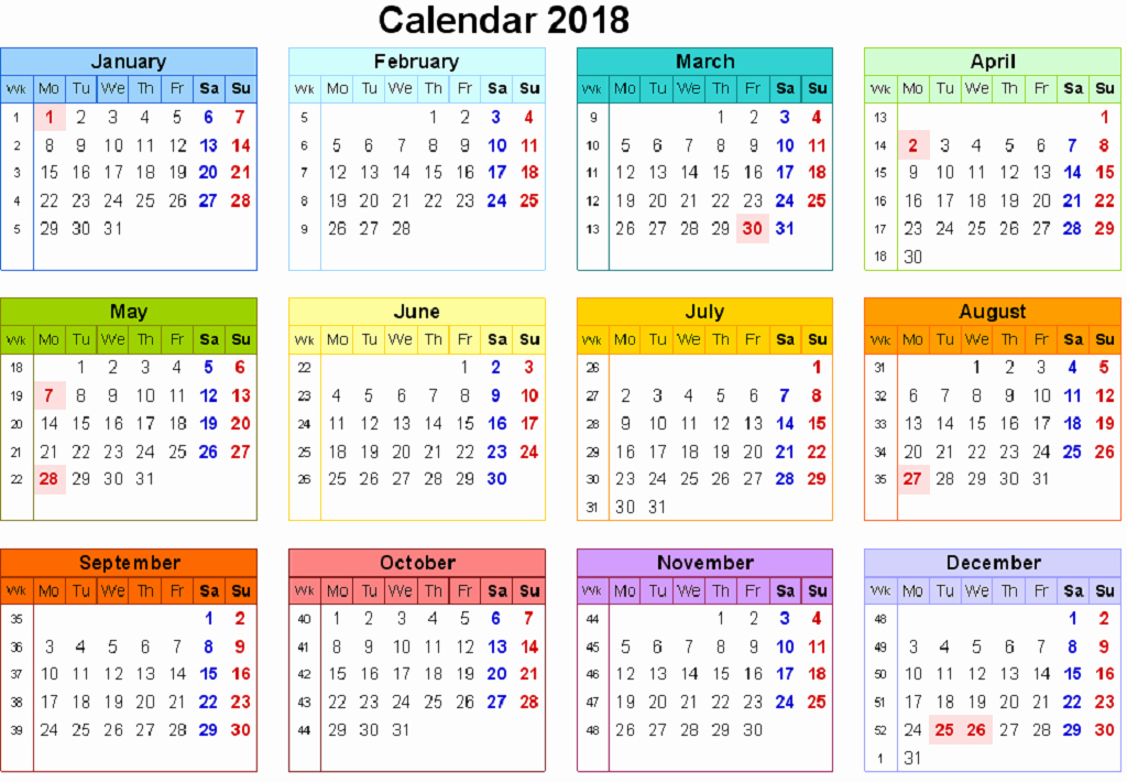 Free Printable 12 Month Calendar New 12 Month Calendar 2018 On E Page Twelve Month Printable