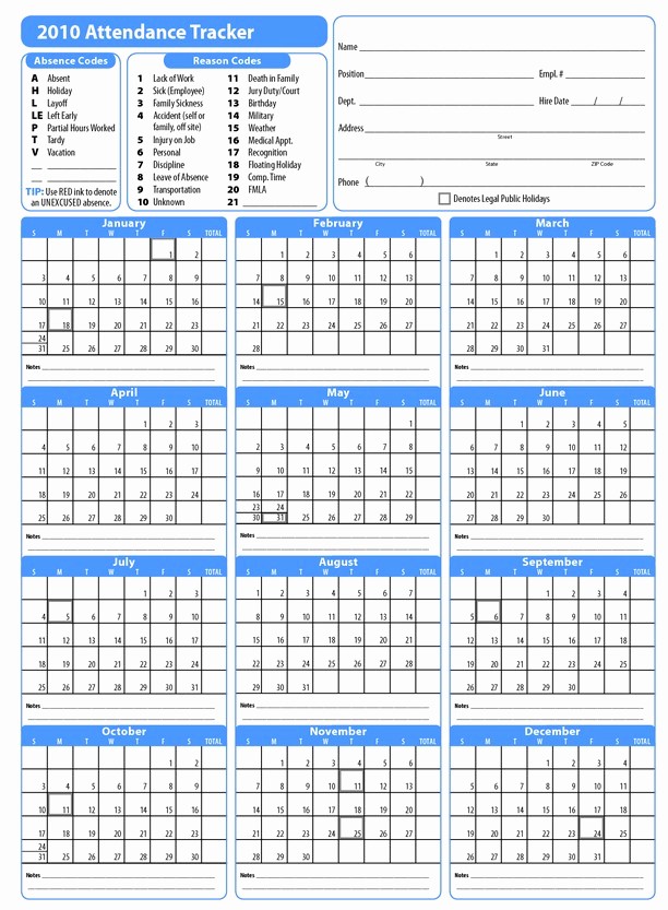 Free Printable 2016 attendance Calendar Inspirational Printable attendance Calendar 2016 Employee attendance