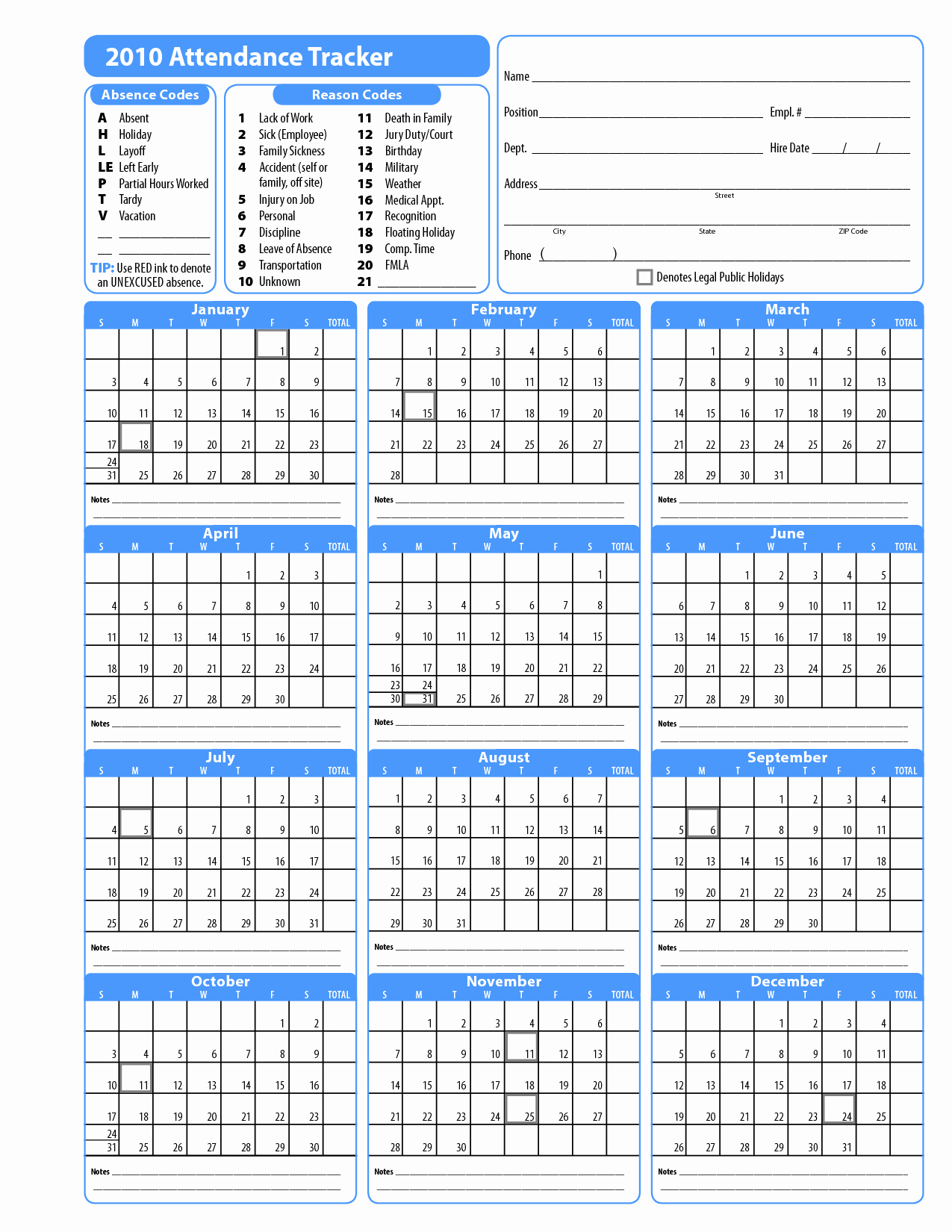 Free Printable 2016 attendance Calendar Unique 8 Best Of Vacation Tracker Calendar 2016 Printable
