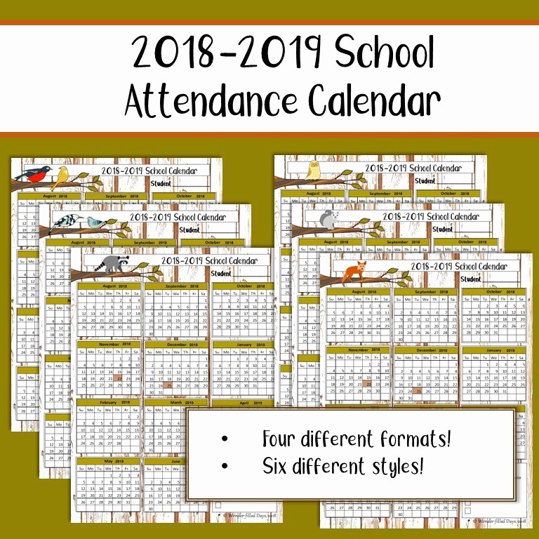 Free Printable 2016 attendance Calendar Unique Free 2018 2019 Printable School attendance Calendar
