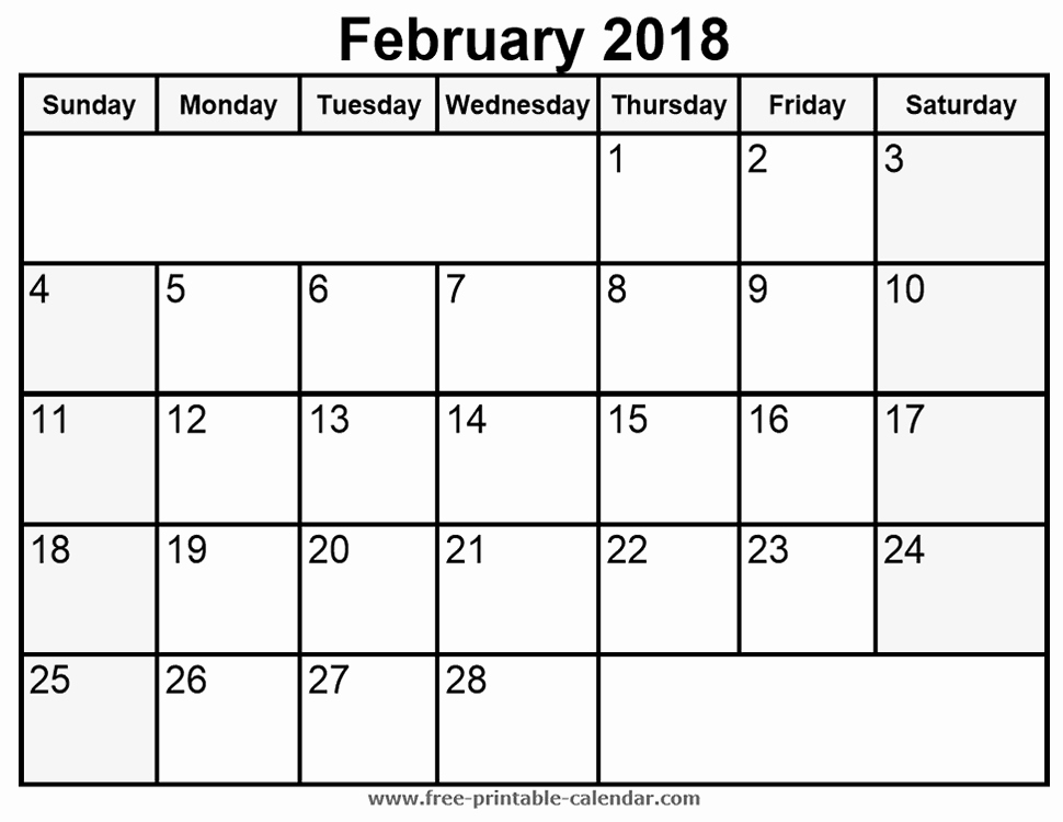 Free Printable 2018 Calendar Templates Beautiful Printable Calendar 2018 [free] February 2018 Printable