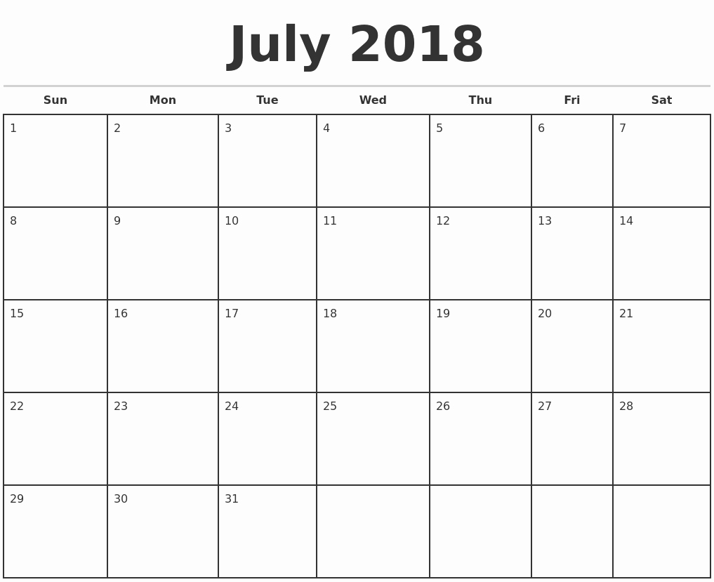 Free Printable 2018 Calendar Templates Inspirational 2018 Monthly Calendar Template
