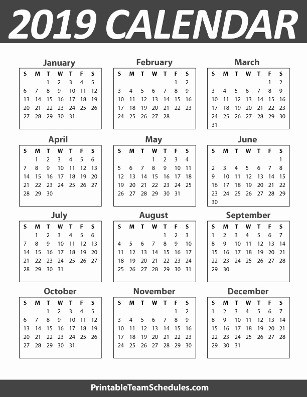 Free Printable 2019 Yearly Calendar New 2019 Yearly Calendar – Free Download