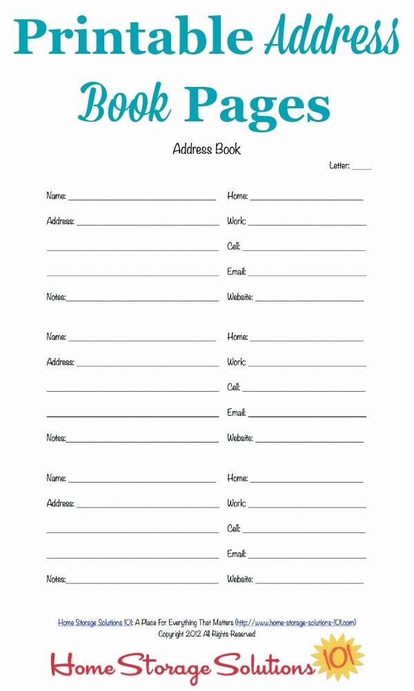 Free Printable Address Book Pages Best Of Free Printable Address Book Pages Get Your Contact