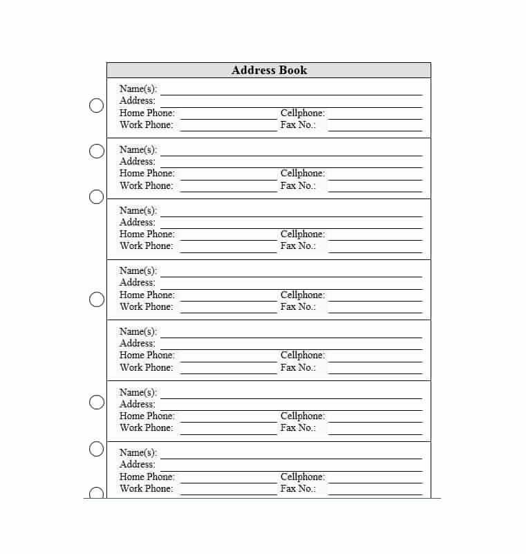 Free Printable Address Book Pages New 40 Printable &amp; Editable Address Book Templates [ Free]
