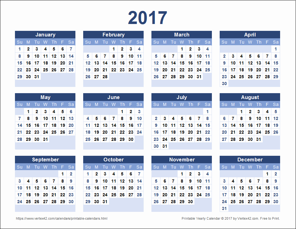 Free Printable Annual Calendar 2017 Elegant 2017 Calendar Templates and