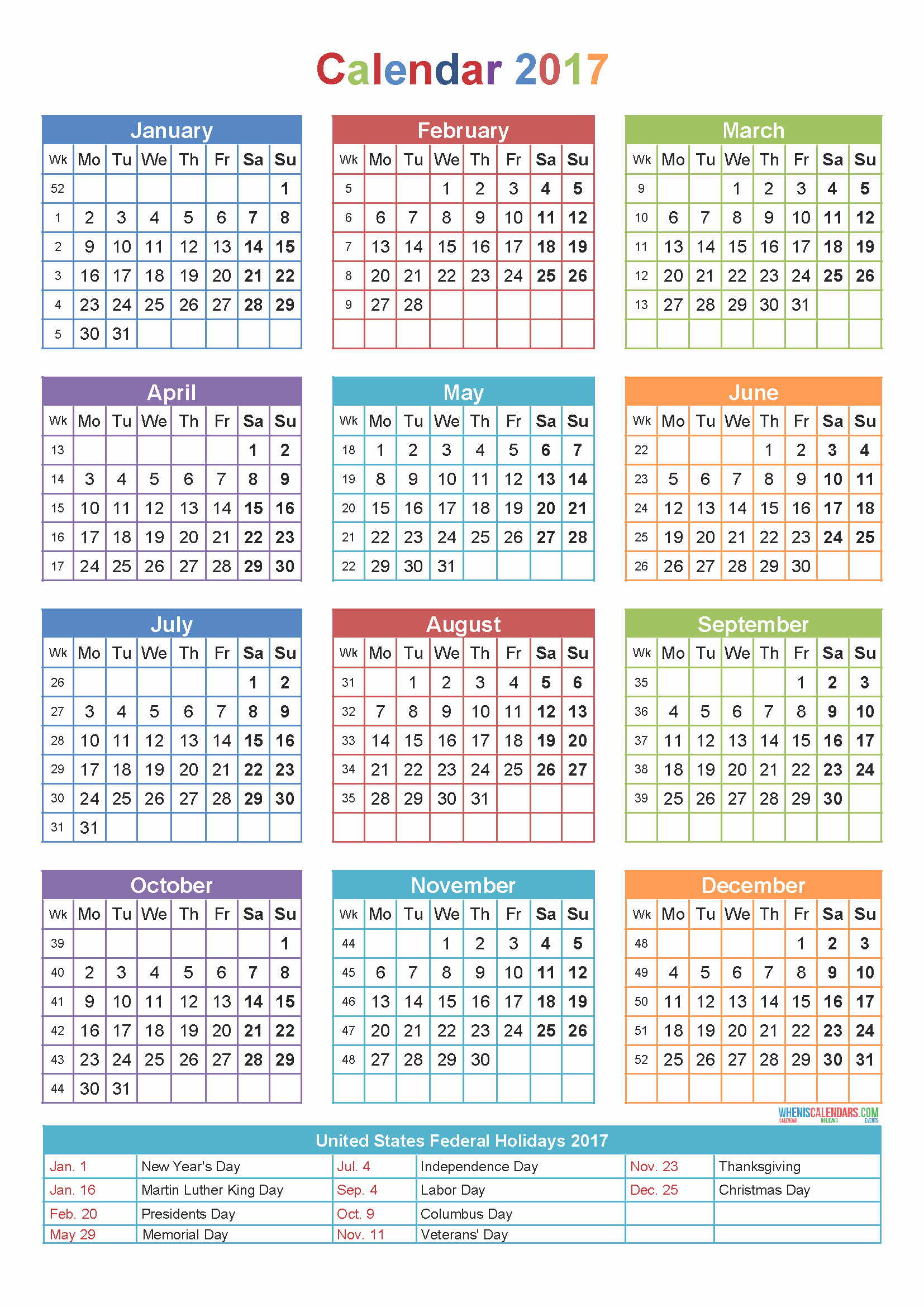 Free Printable Annual Calendar 2017 New 2017 Calendar E Page ...