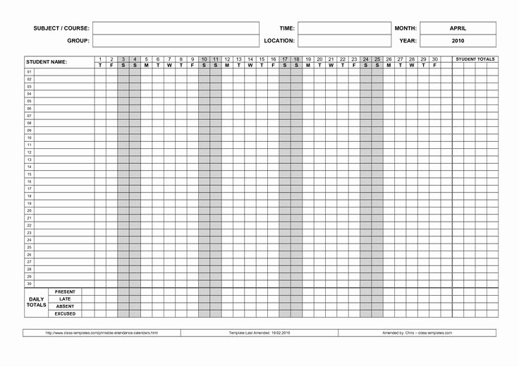 Free Printable attendance Calendar 2016 Beautiful Printable attendance Calendar 2016 Printable attendance