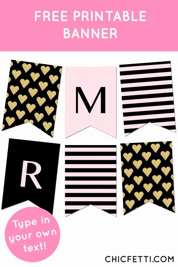 Free Printable Birthday Banner Templates Unique Striped Gold Heart Banner Bbq Ideas