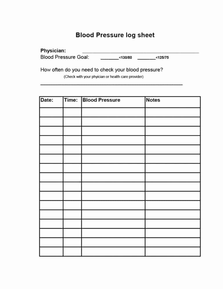 Free Printable Blood Pressure Log Fresh 56 Daily Blood Pressure Log Templates [excel Word Pdf]
