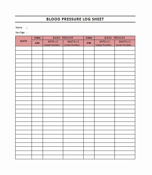 Free Printable Blood Pressure Log Luxury 30 Printable Blood Pressure Log Templates Template Lab