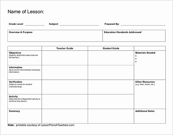 Free Printable Business Plan Template Lovely Lesson Plan Outline Template 8 Free Free Word Pdf