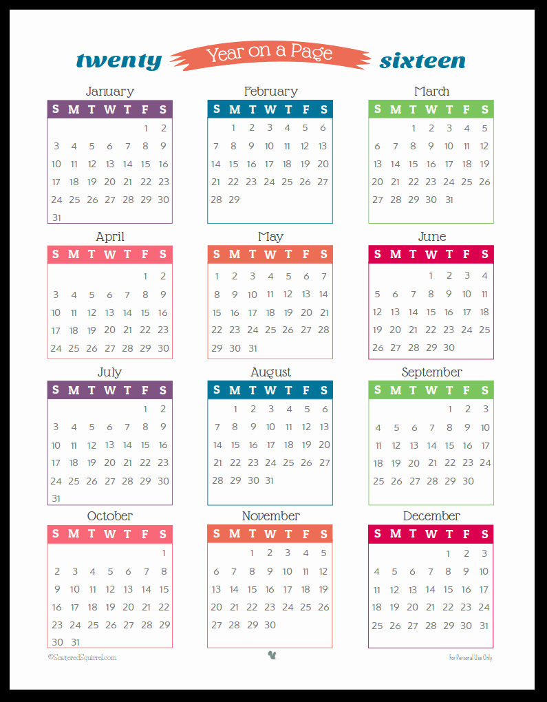 Free Printable Calendar 2016 Template Awesome Printable 2016 Calendars