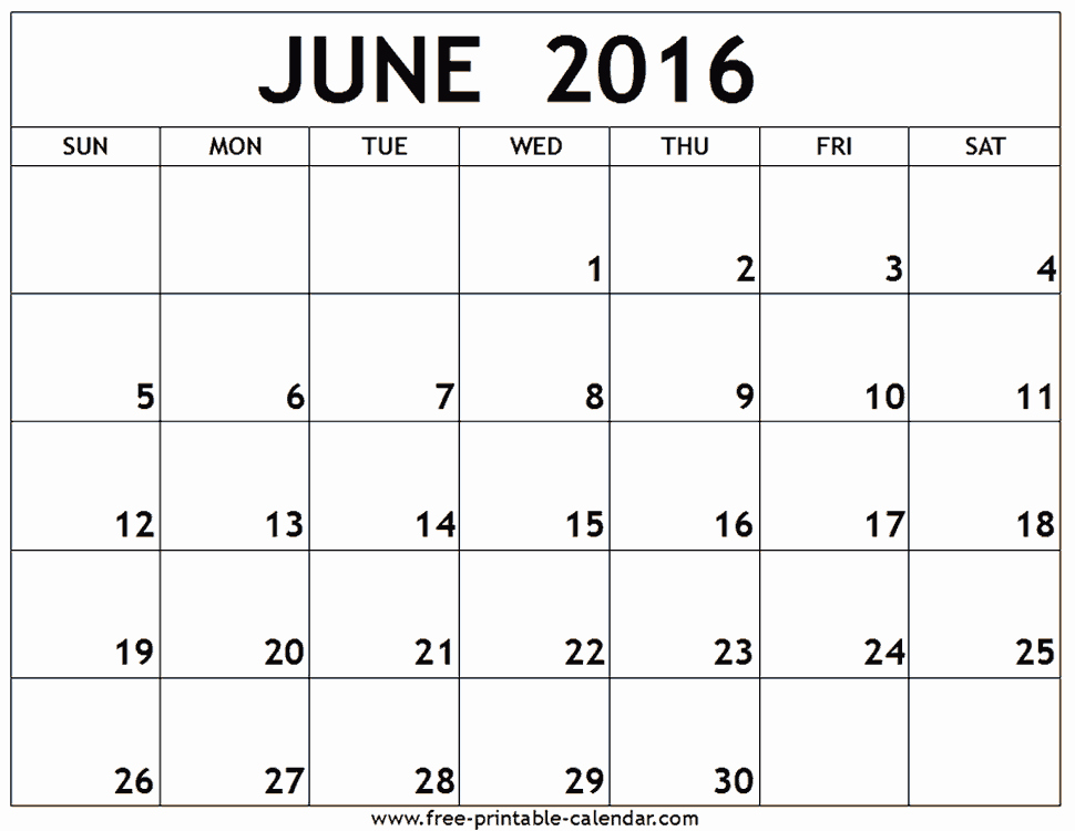 Free Printable Calendar 2016 Template Elegant Printable 2016 June Calendar Template