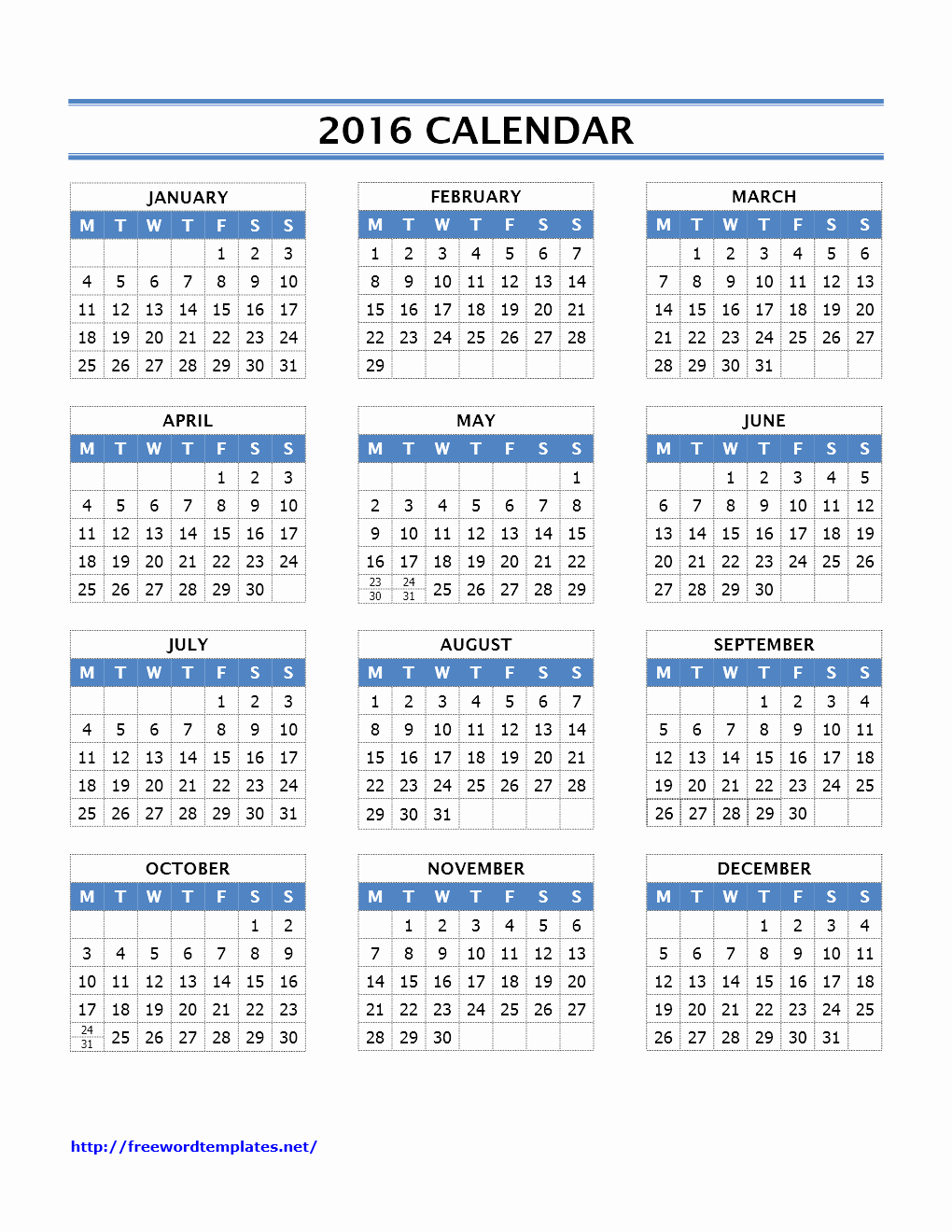Free Printable Calendar 2016 Template Inspirational 2016 Calendar Templates