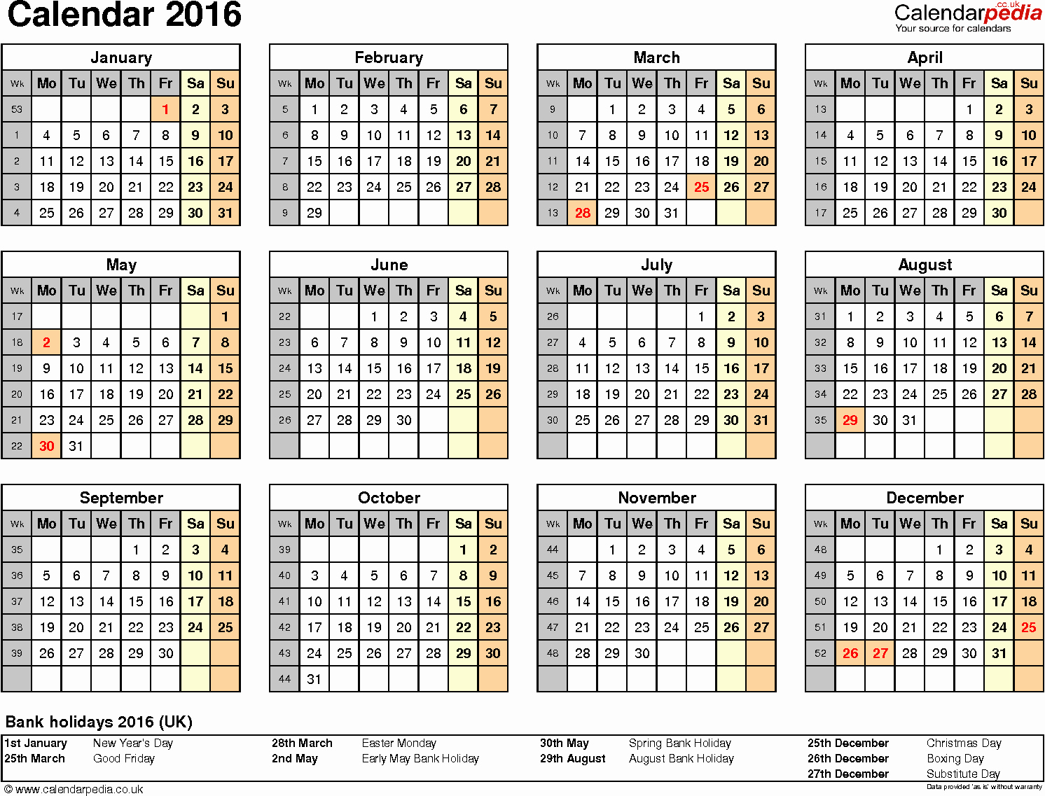 Free Printable Calendar 2016 Template Inspirational Calendar 2016 Uk 16 Free Printable Word Templates