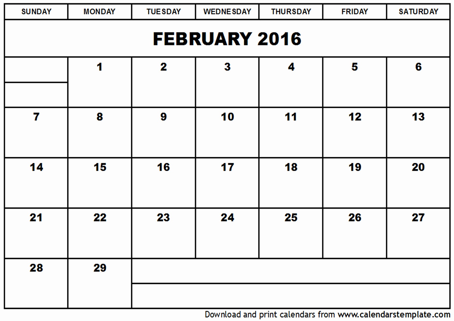 Free Printable Calendar 2016 Template Lovely February 2016 Calendar Template