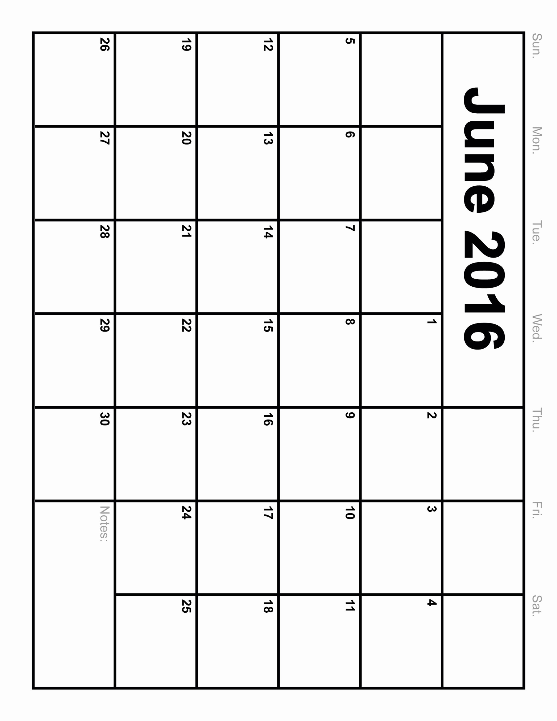 Free Printable Calendar 2016 Template New June 2016 Printable Calendar Landscape A4 Portrait