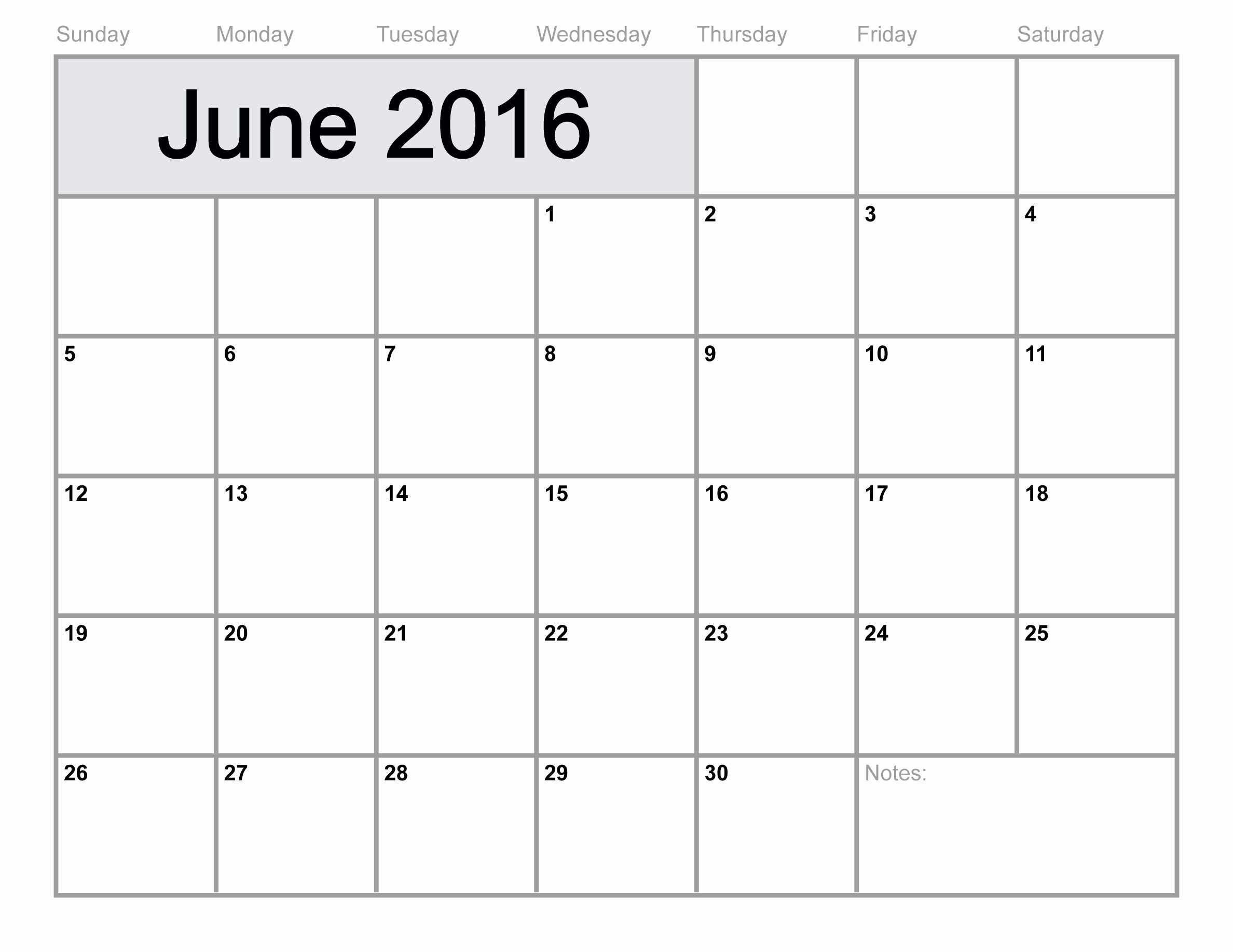 Free Printable Calendar 2016 Template Unique June 2016 Printable Calendar Blank Templates