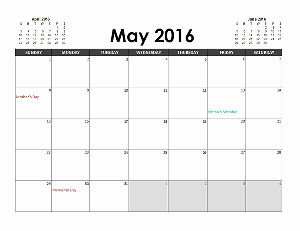 Free Printable Calendar 2016 Templates Awesome 2016 Excel Calendar Planner Free Printable Templates