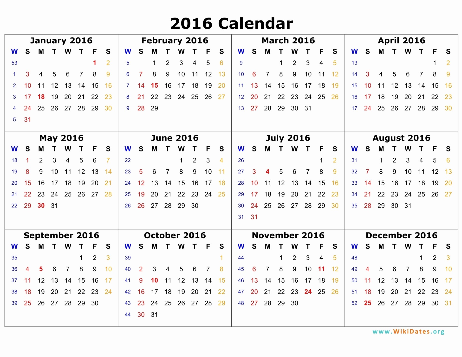 Free Printable Calendar 2016 Templates Lovely 2016 Calendar