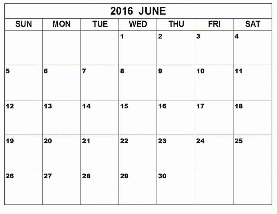 Free Printable Calendar 2016 Templates New June 2016 Printable Calendar Blank Templates