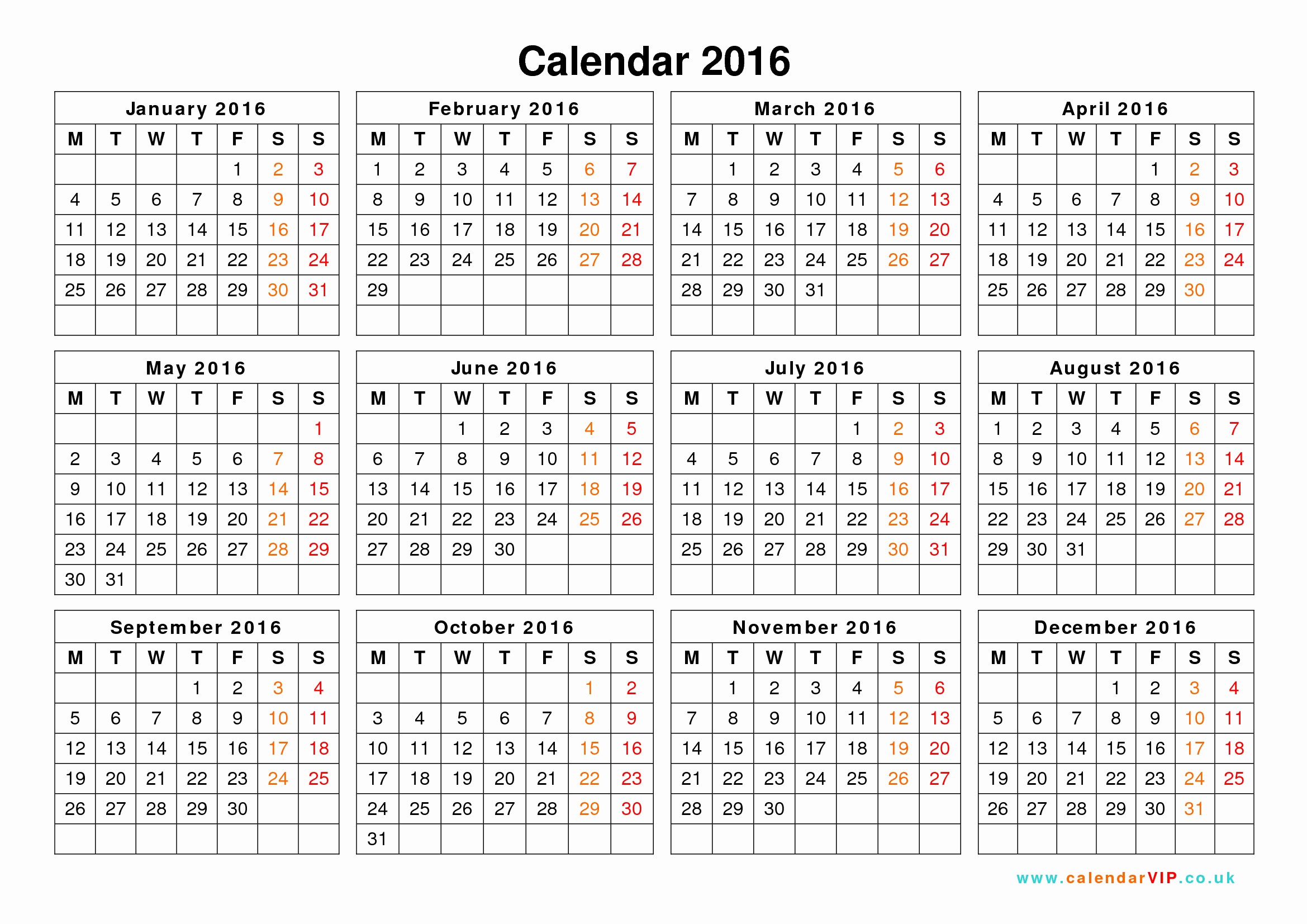 Free Printable Calendar 2016 Templates Unique 2016 Calendar Templates – 2017 Printable Calendar