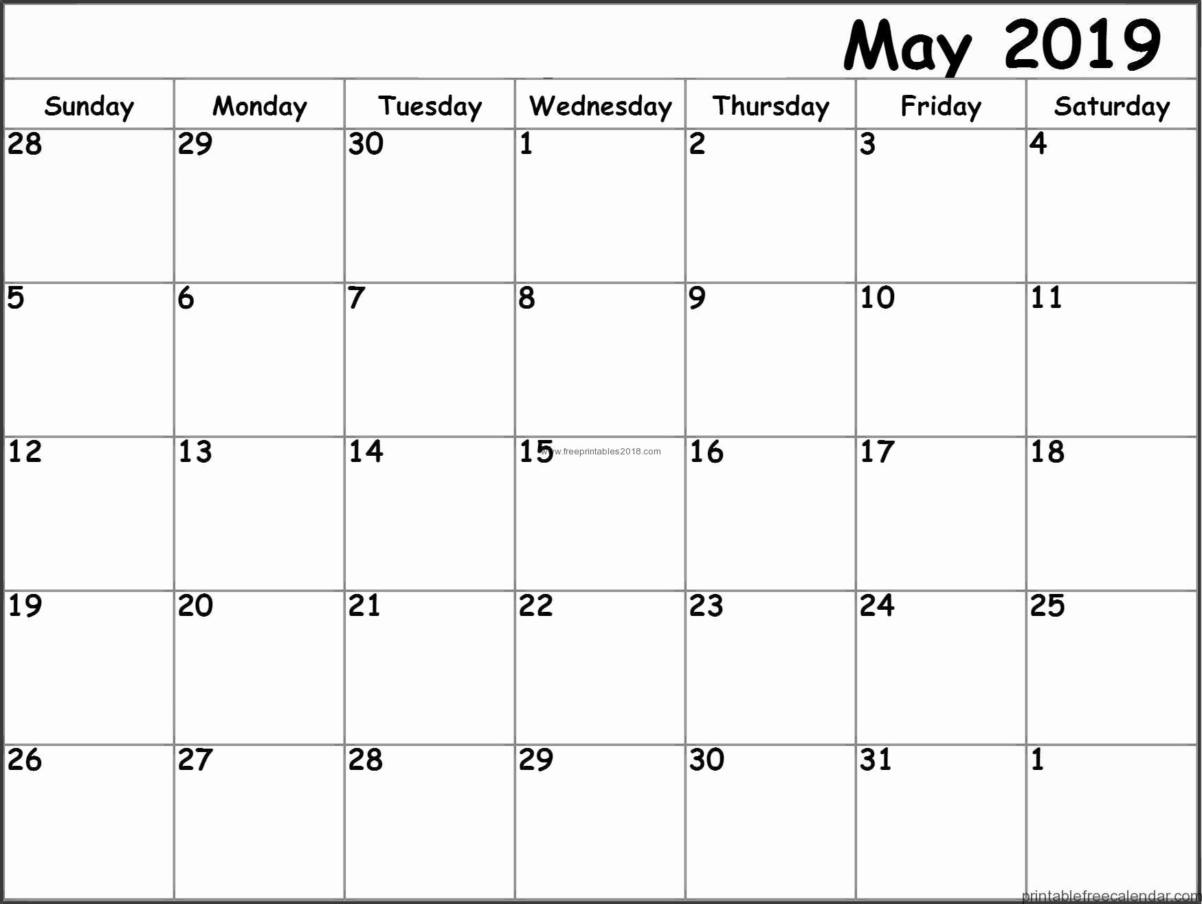 Free Printable Calendar Templates 2019 Beautiful Free Printable May 2019 Calendar Templates