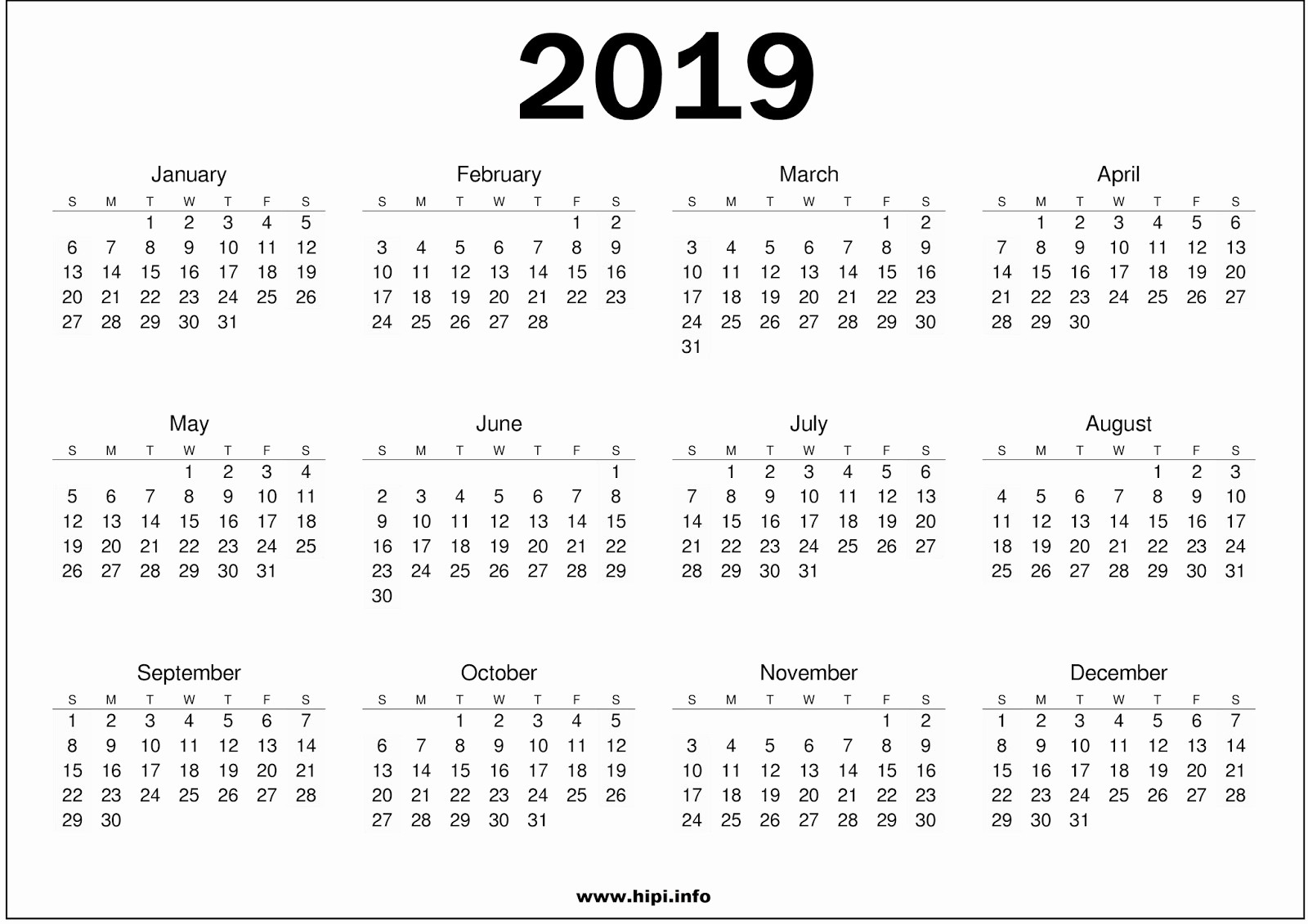Free Printable Calendar Templates 2019 Unique 2019 Calendar Printable Free007 Addicted2adventure
