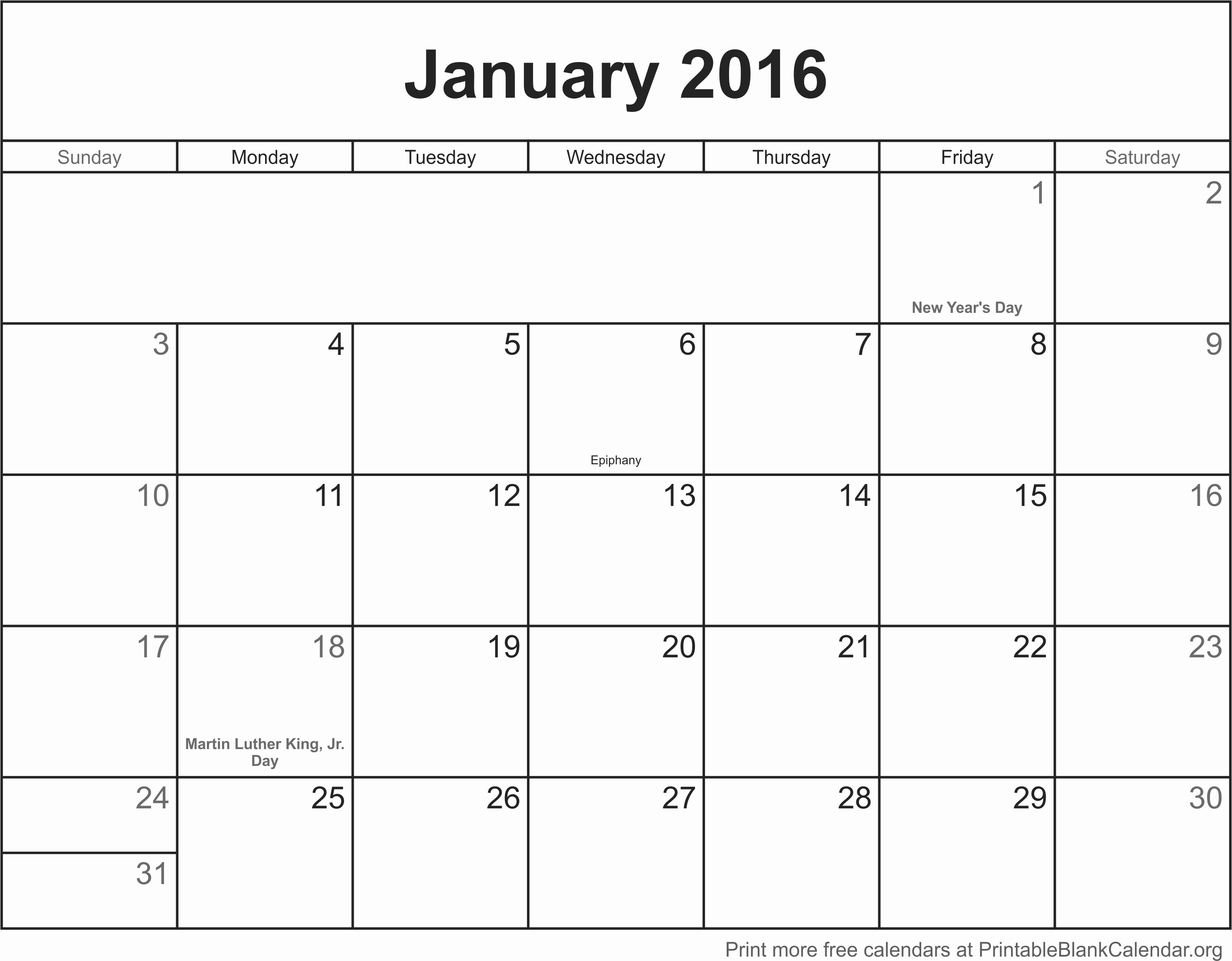 Free Printable Calendars 2016 Templates Fresh January 2016 Printable Calendar Printable Blank Calendar